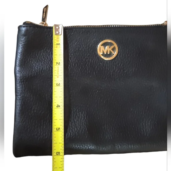 Michael Kors Fulton Crossbody Pebbled Black Leather Bag - FLAWED See Description - Picture 10 of 14